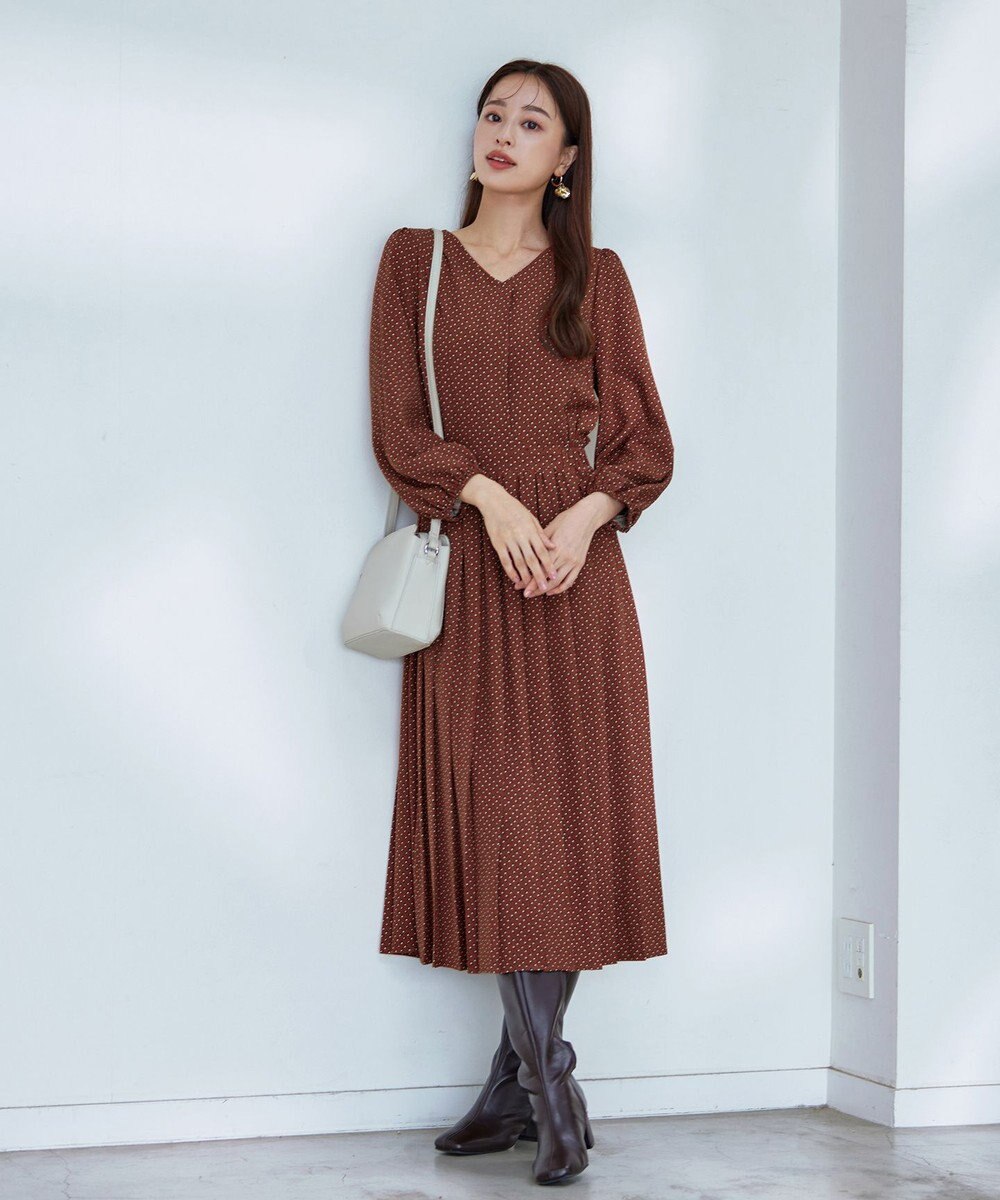 Tiaclasse 【洗える・新色追加】パフスリーブプリーツワンピース 