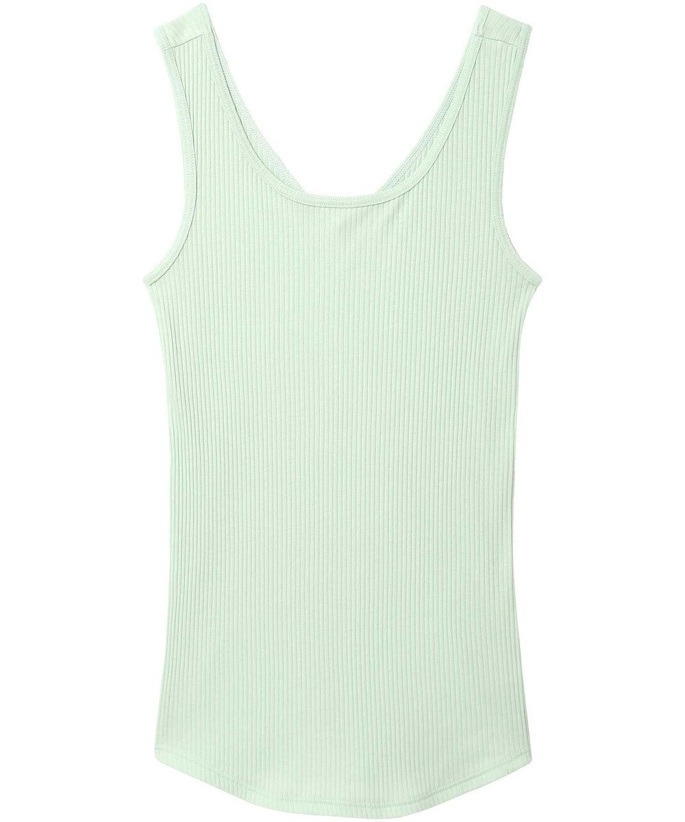 une nana cool 綿100% リブ編みコットン タンクトップ 