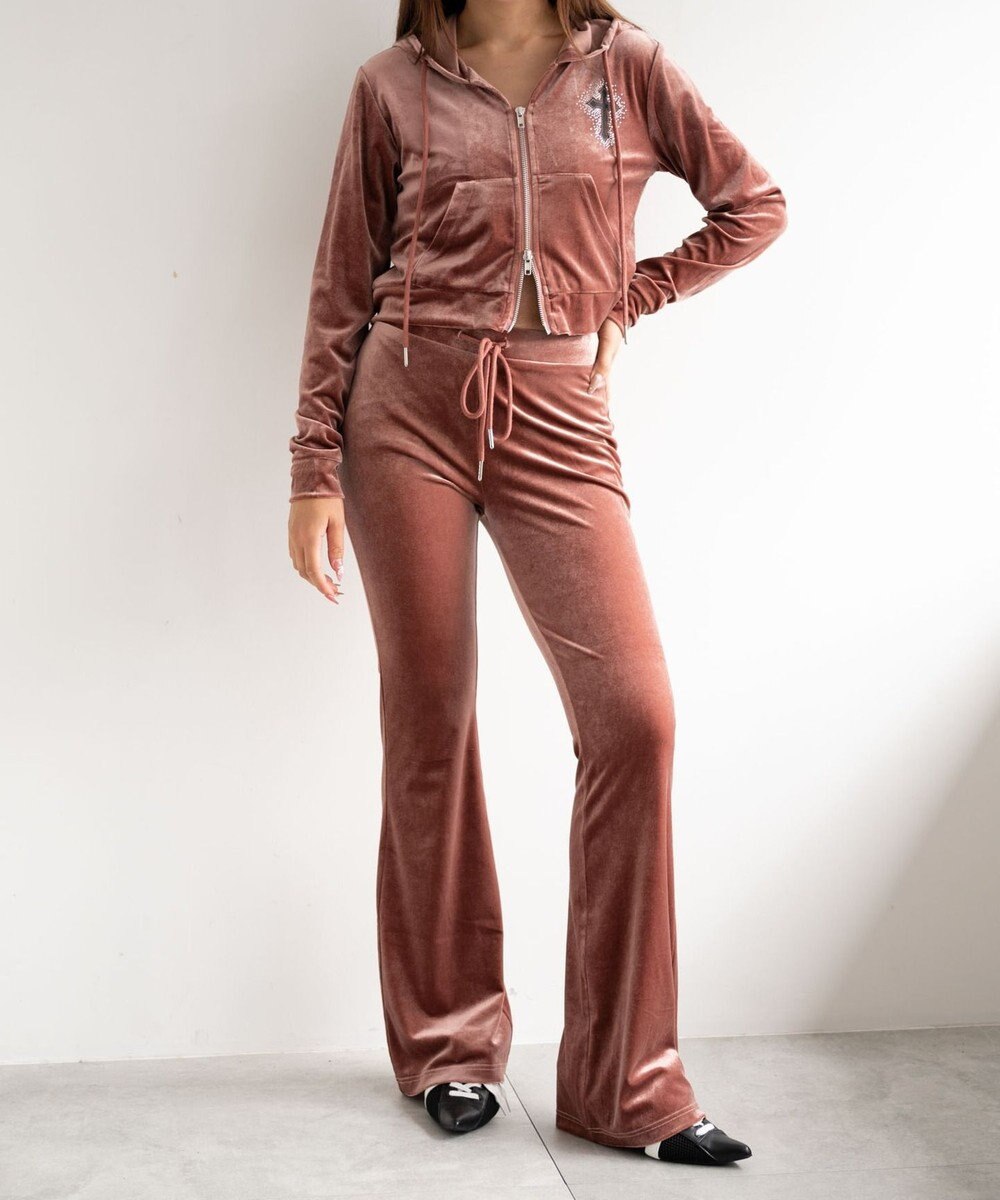 WEGO 【SETUP対応ITEM】ハイウエストベロアパンツ 