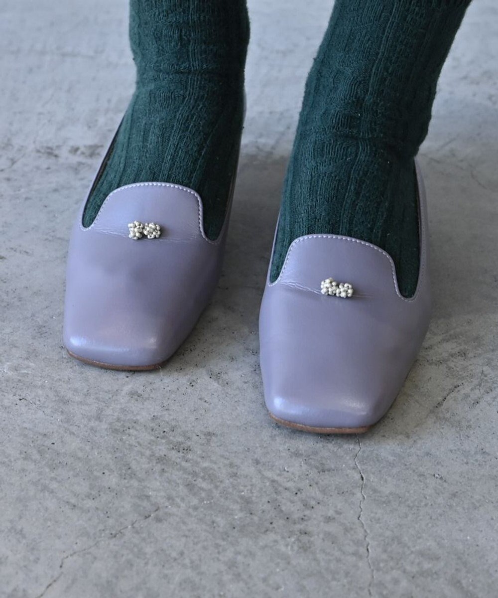 muuc ビーズモチーフのスクエアシューズ 