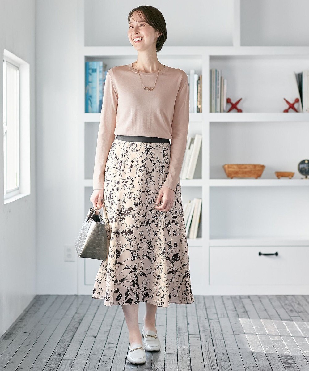 自由区 【XSサイズ～/洗える】グラデーションフラワープリントマーメイドライン スカート 