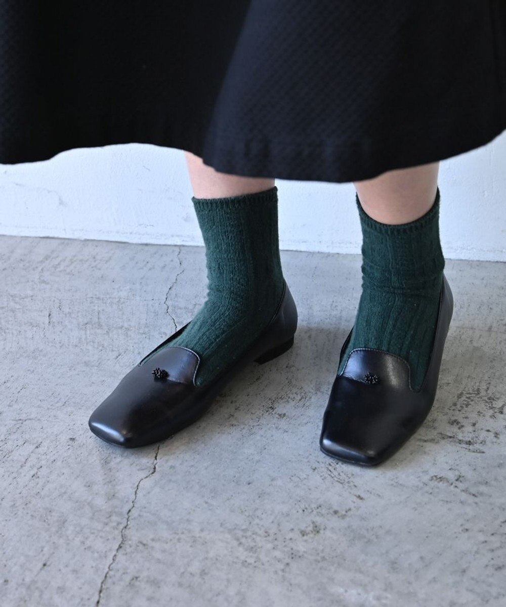 muuc ビーズモチーフのスクエアシューズ 