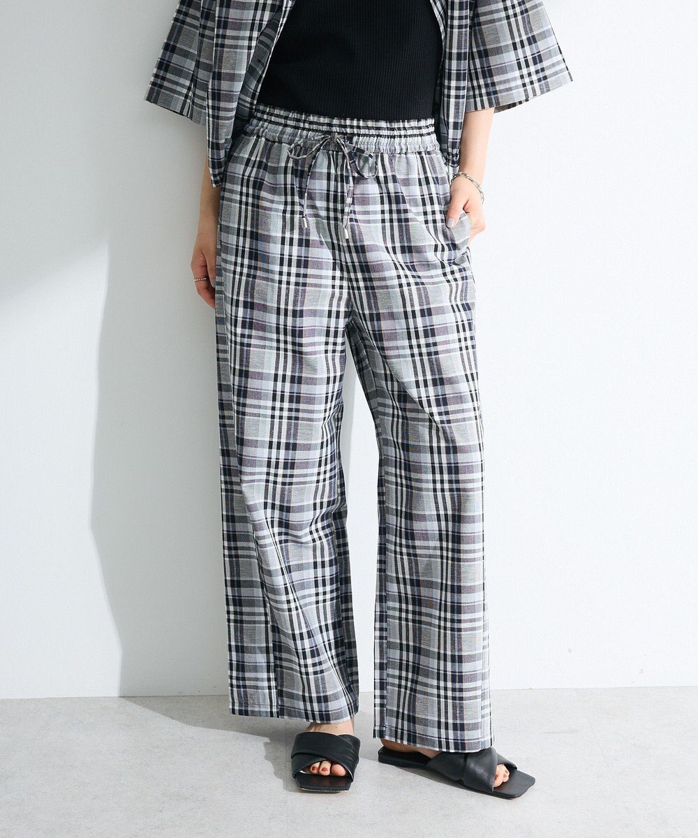 Green Parks 綿麻混イージーワイドパンツ 