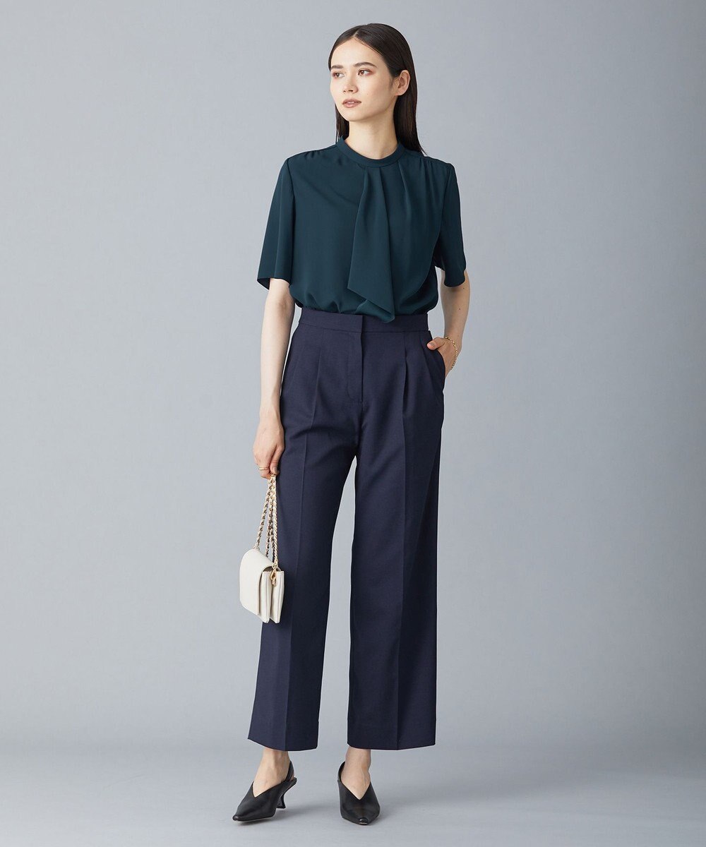 ICB 【洗える】 Back Satin Amunzen フリルブラウス 