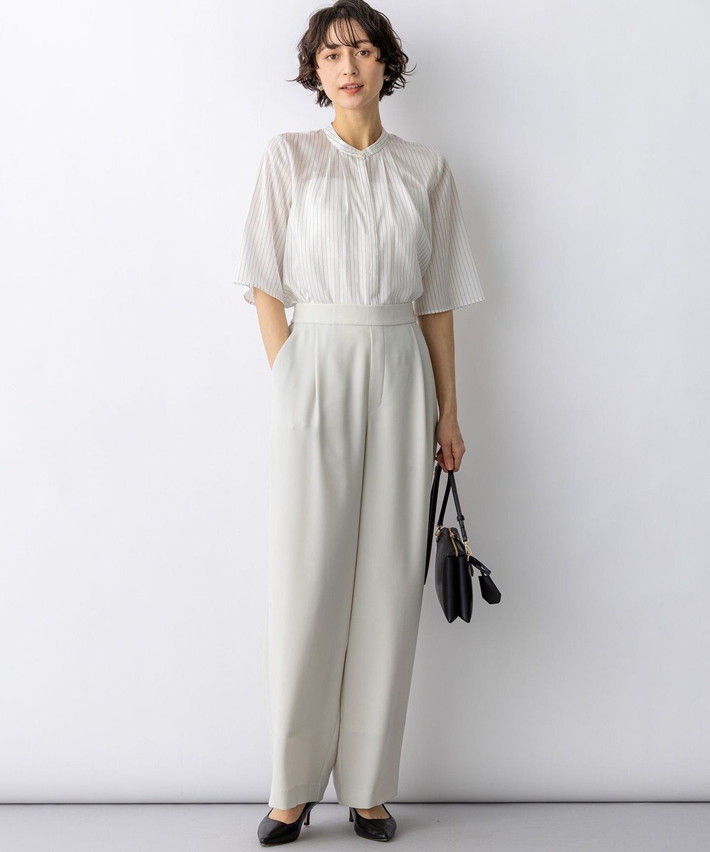 23区 【先行予約】ドライシアーストライプ フロントタック ブラウス 