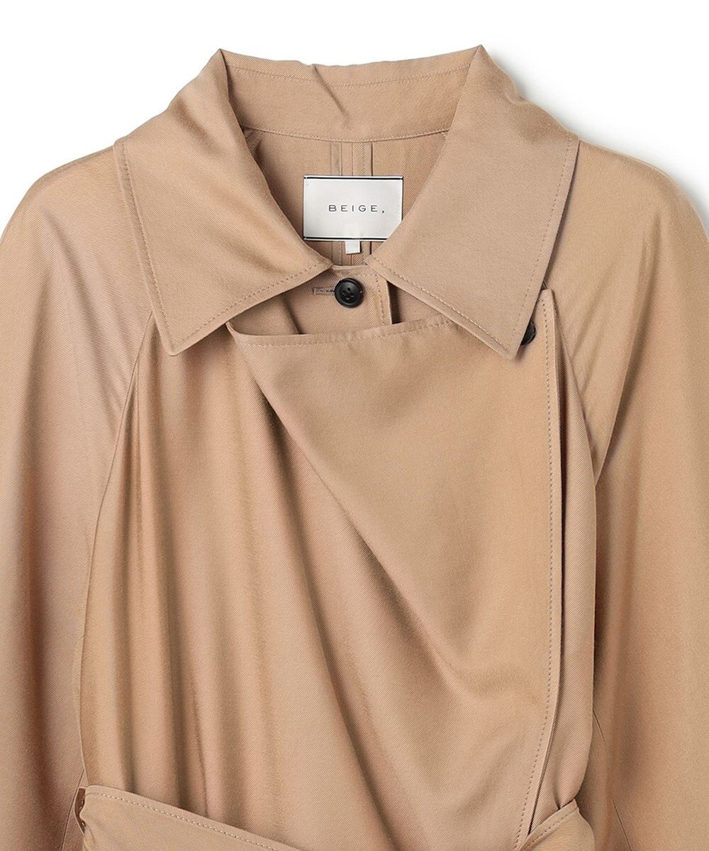 BEIGE， COBURN / シルク混ロングステンカラーコート 