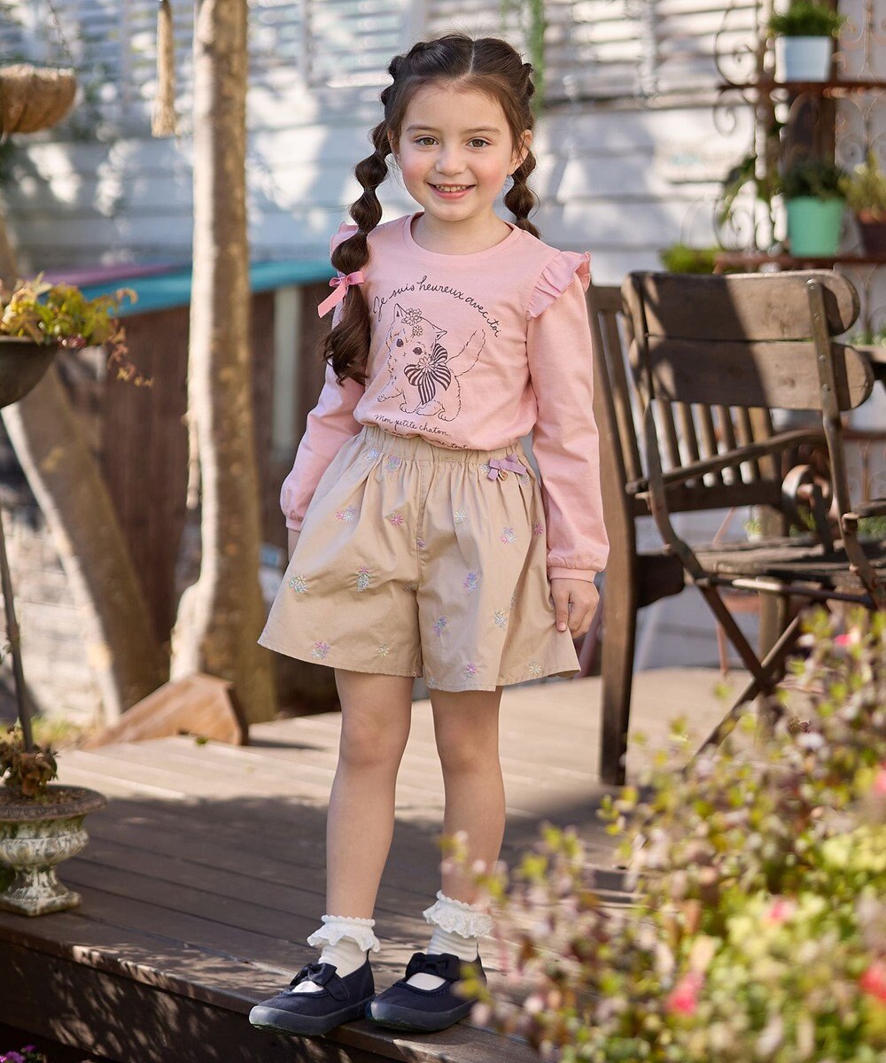 ANY KIDS フラワー 刺繍 キュロット 