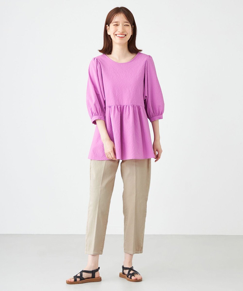 SHARE PARK LADIES ソフトタッチギャザーブラウス 