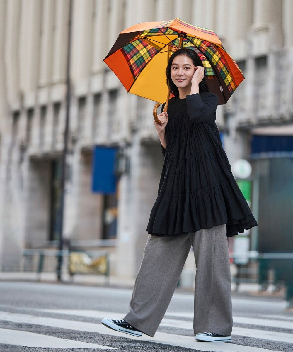 +RING 【UPF50＋】【限定/日本製】晴雨兼用傘（長ショート）YEL-CHK SR430 