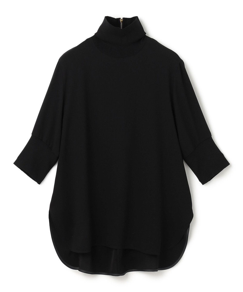 BEIGE， 【洗える】FLEUR / ニットコンビハイネック半袖ブラウス 