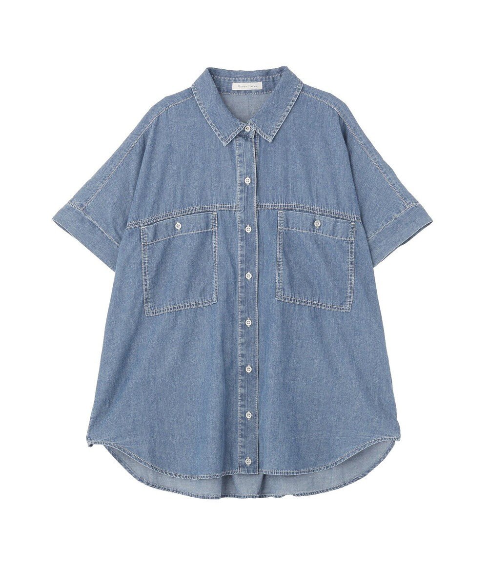 Green Parks シアーデニム２ＷＡＹビックドルマンシャツ 