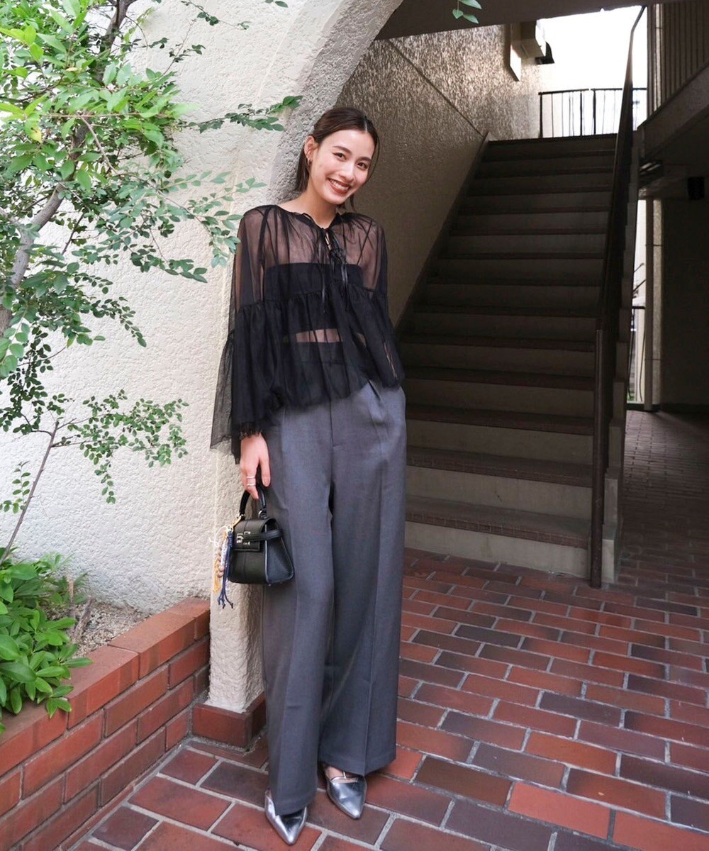 Green Parks リボンチュールデザインブラウス 