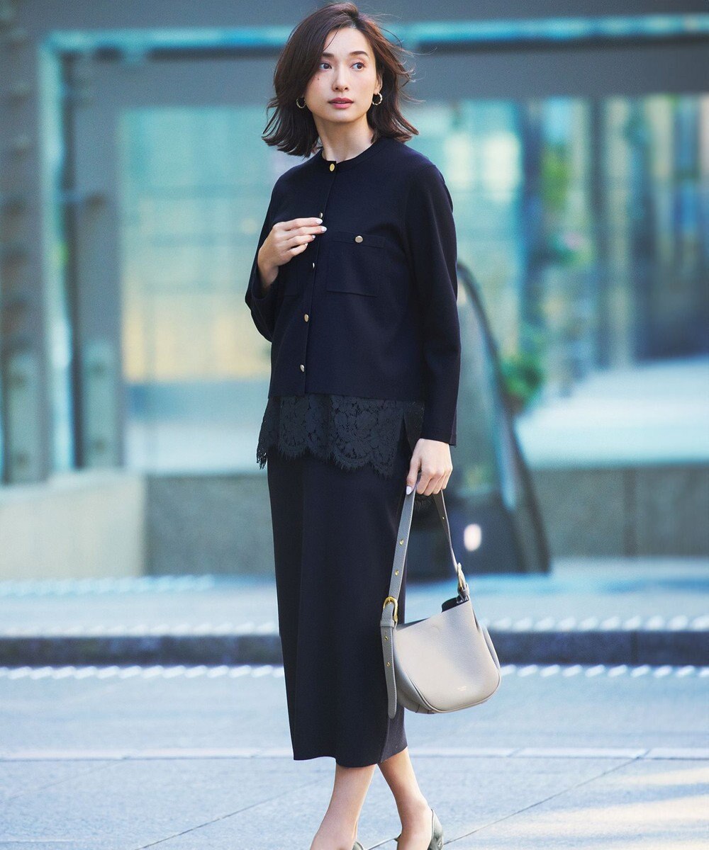 23区 【洗える】レースコンビストレッチ マットサテン インナー タンクトップ 