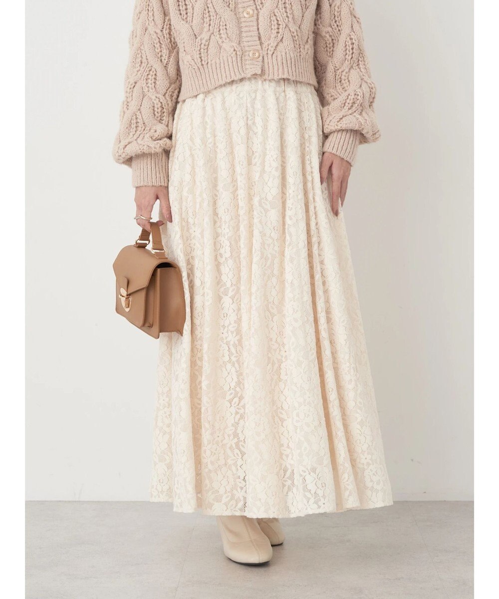 earth music&ecology 起毛レースフレアスカート 