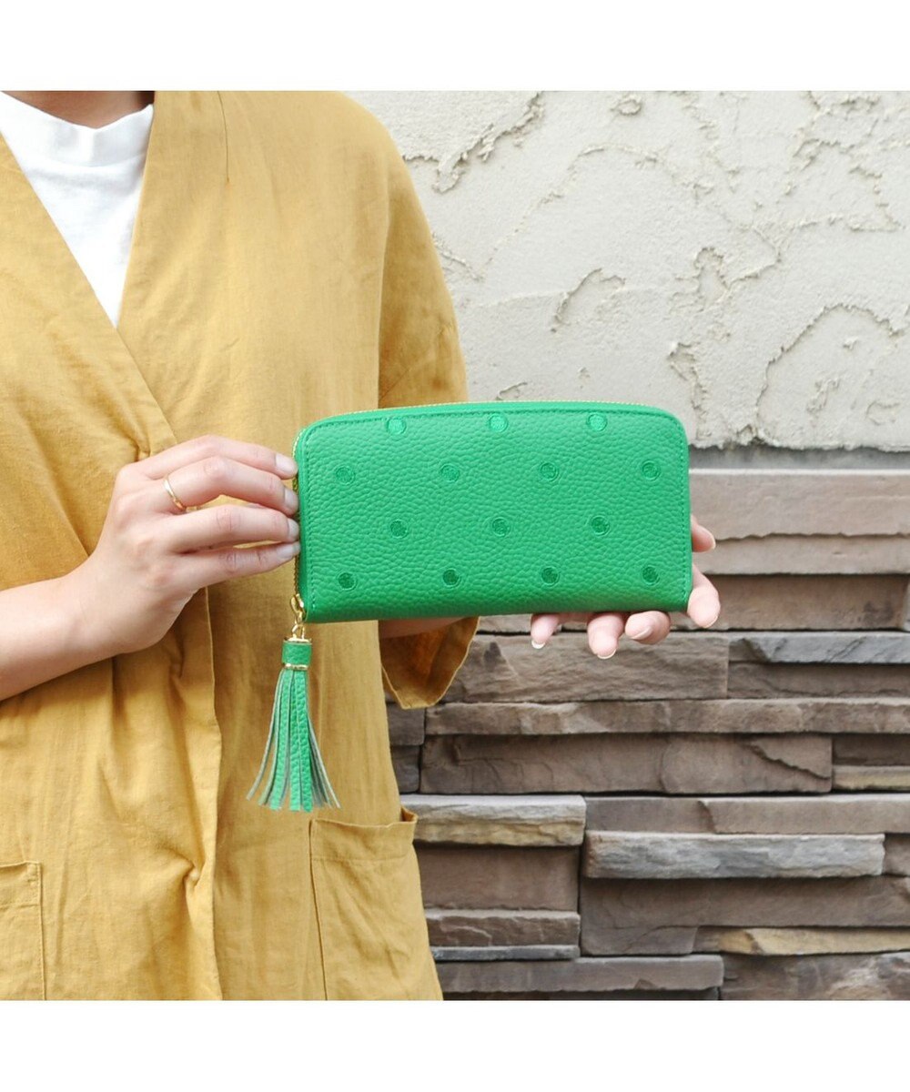 UNBILLION ペルケ perche / 牛革ドット刺繍ラウンド長財布 