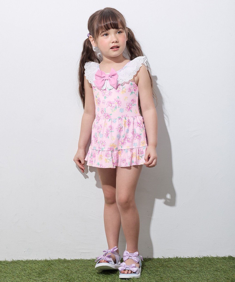 ANY KIDS 花柄×レース ワンピース水着 