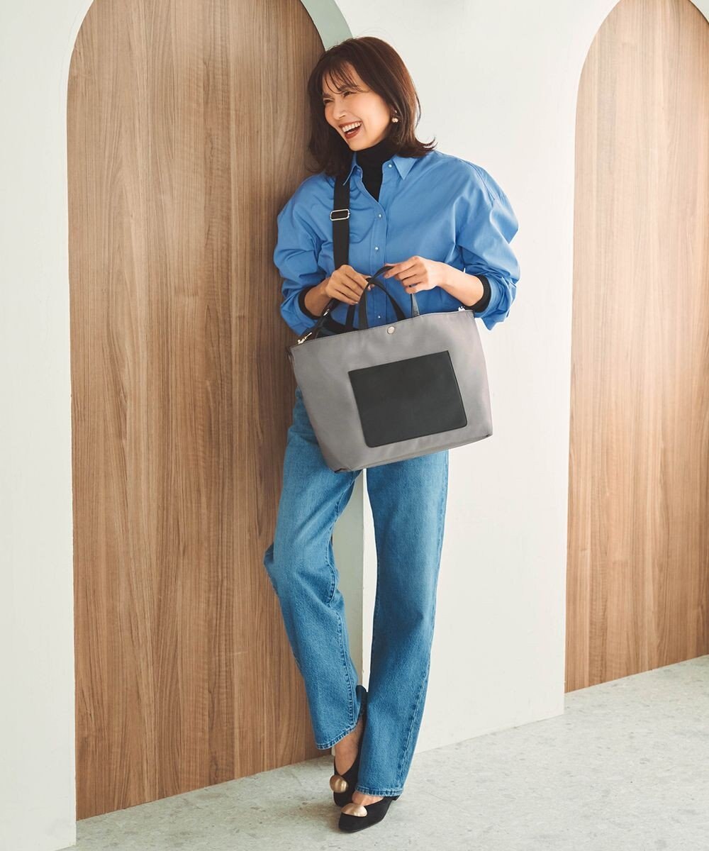 TOPKAPI 【Breath TOPKAPI sis】【WEB限定】ナイロン レザーポケット トートバッグ ショルダー付き A4 / 軽量 / CALM カーム 