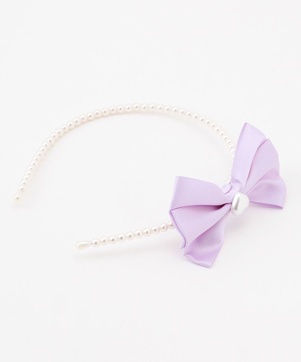 ANY KIDS サテンリボン×パール キッズ カチューシャ 