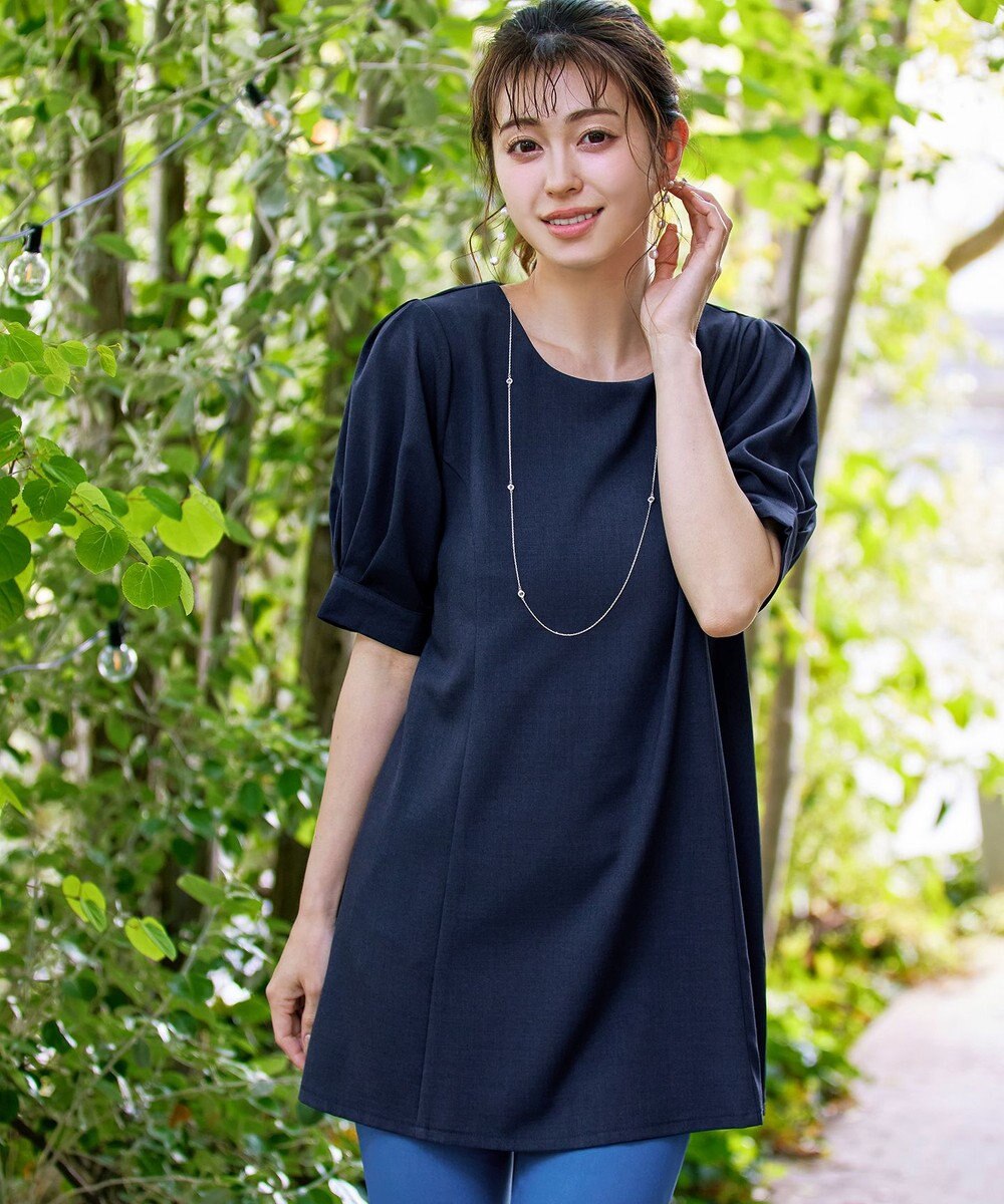 Tiaclasse 【洗える】パフスリーブチュニックブラウス 