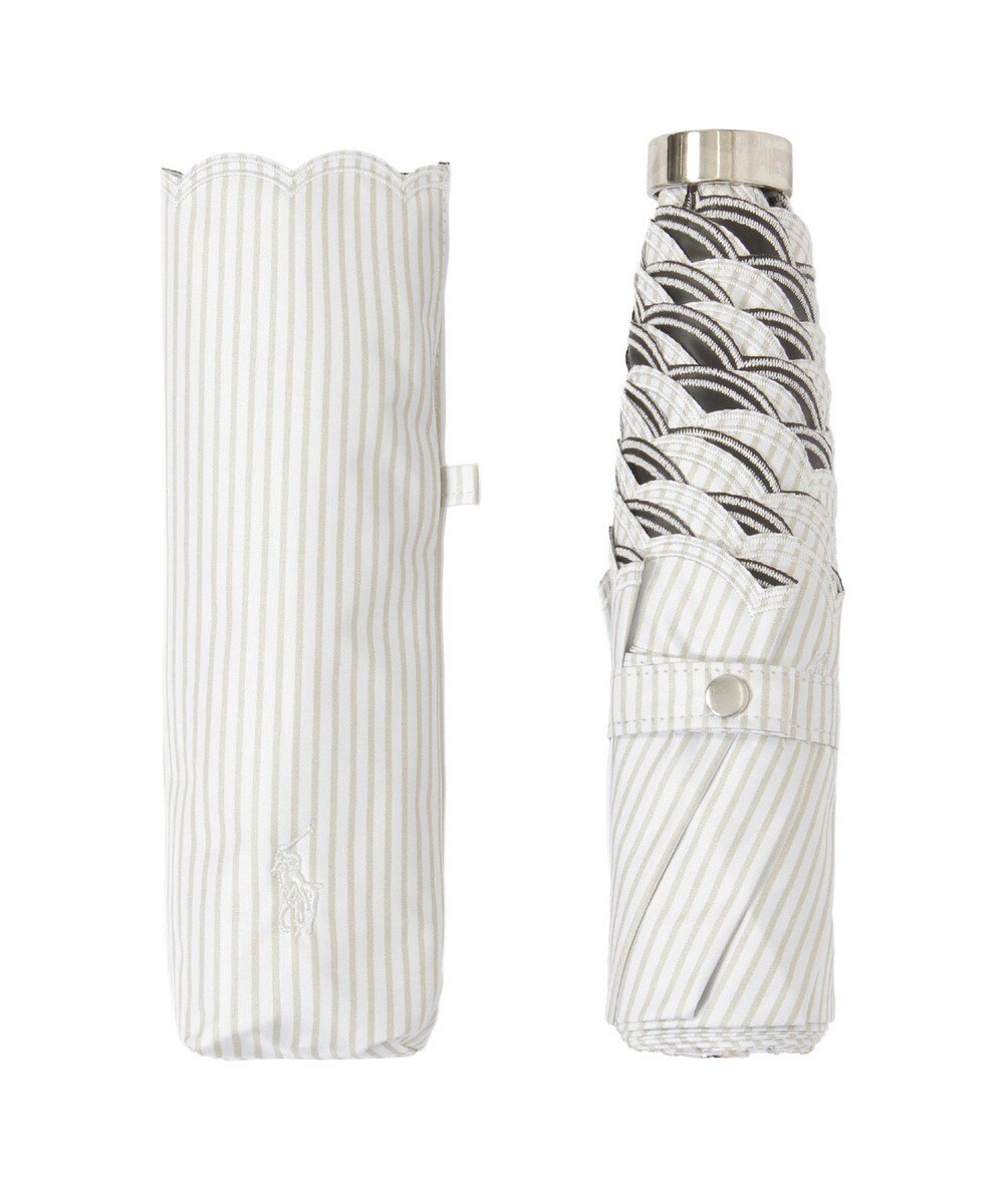 MOONBAT 【WEB限定/ 遮光率100％/遮熱/UV】POLO RALPH LAUREN（ポロ ラルフローレン）晴雨兼用日傘 ワンポイント ポロポニー ストライプ 折りたたみ傘 