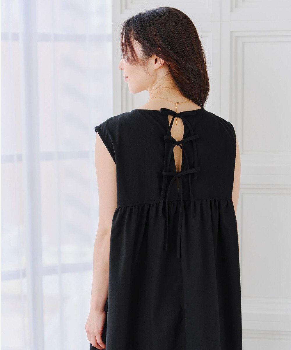 Tiaclasse 【洗える】後ろリボンギャザーワンピース 