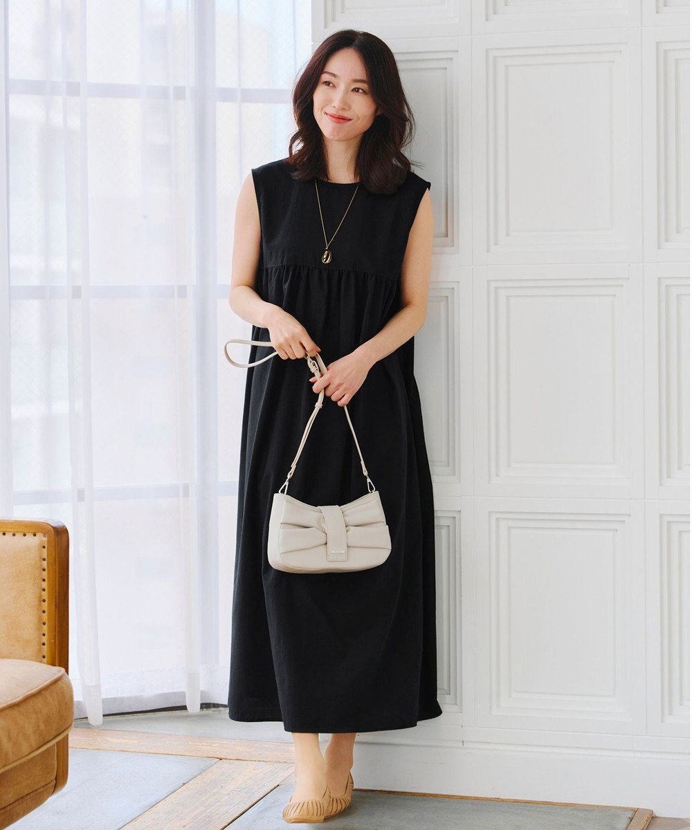 Tiaclasse 【洗える】後ろリボンギャザーワンピース 