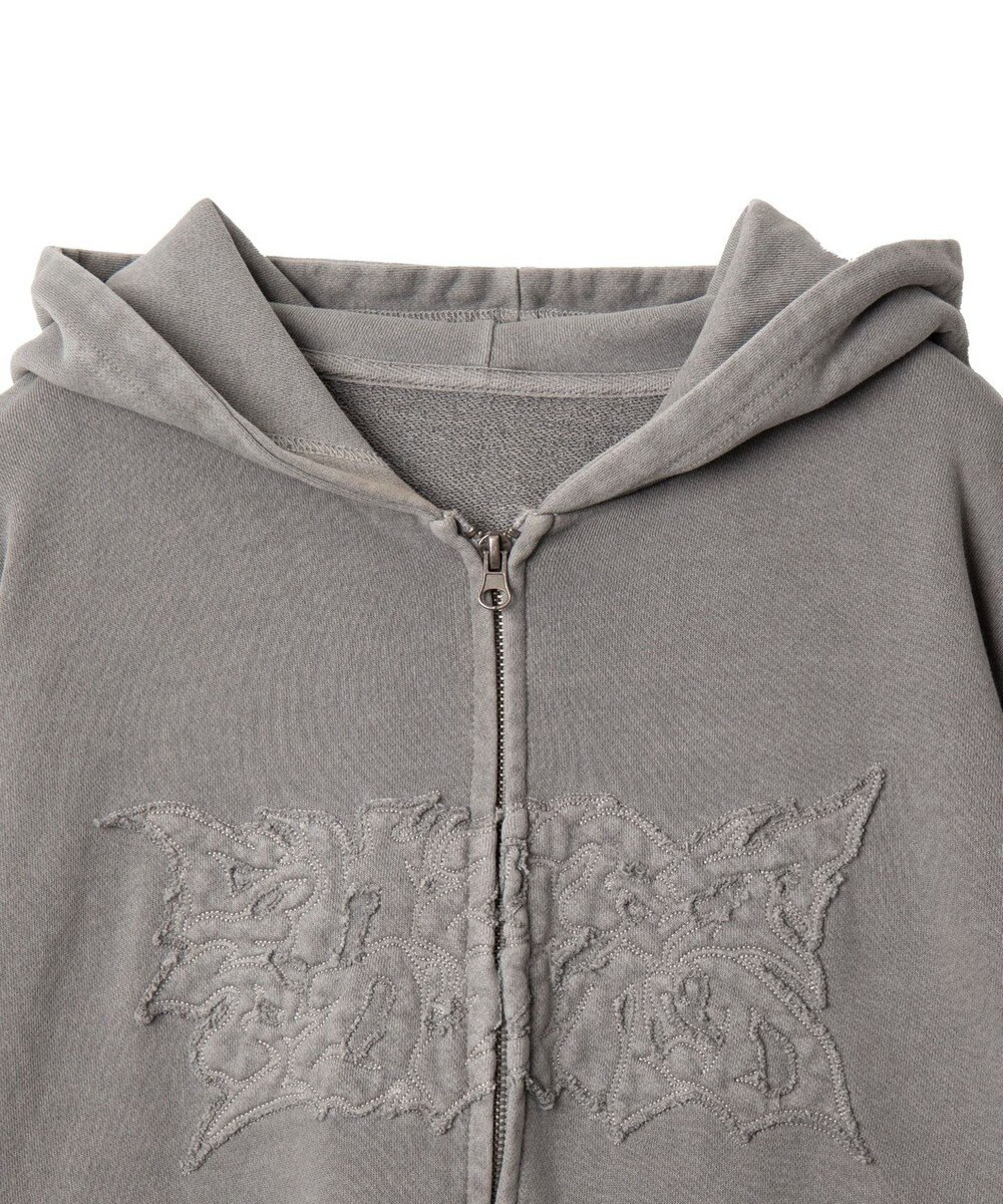 WEGO 【ユニセックス着用ITEM】ピグメントダメージアップリケZIPパーカー 