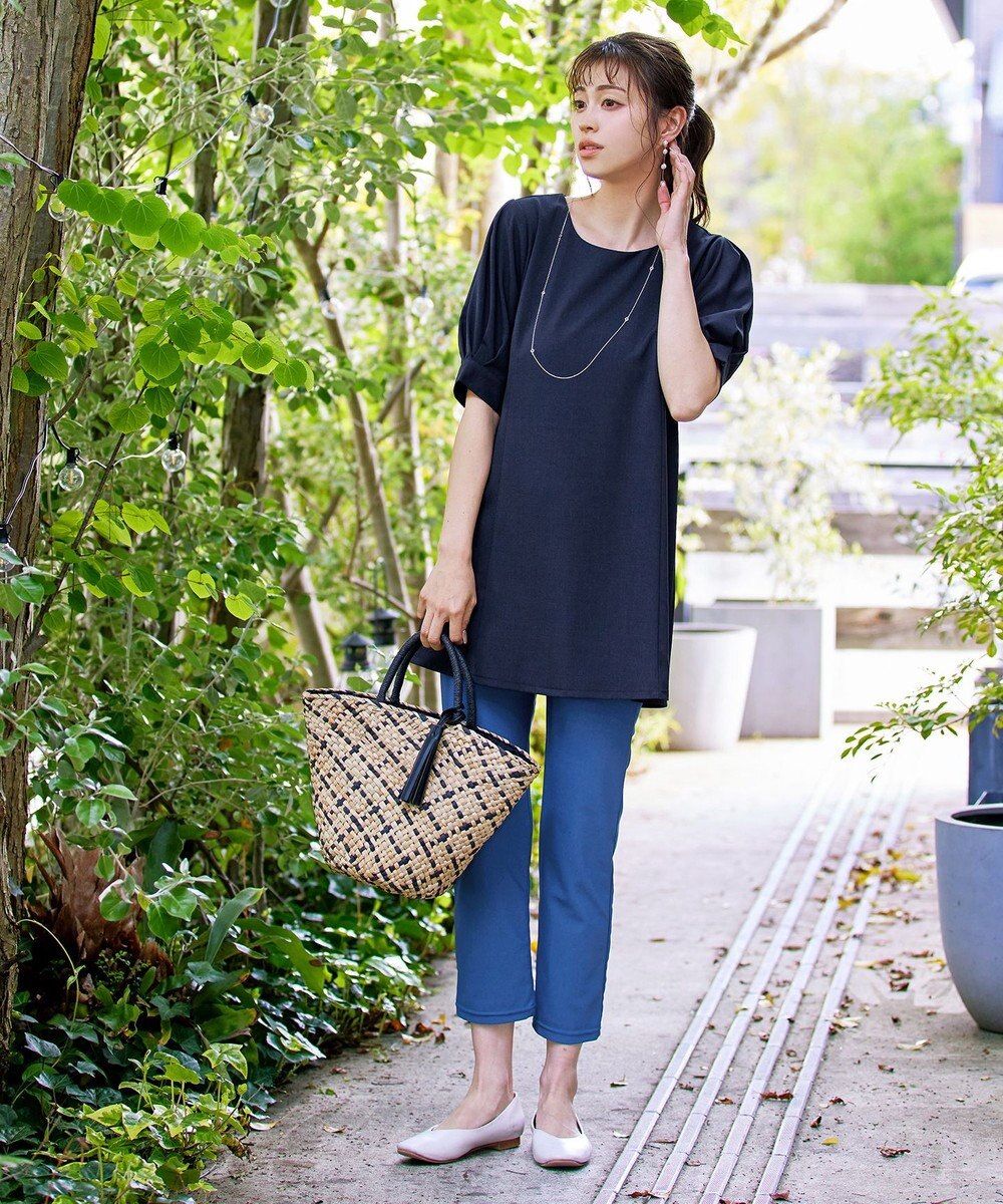 Tiaclasse 【洗える】パフスリーブチュニックブラウス 