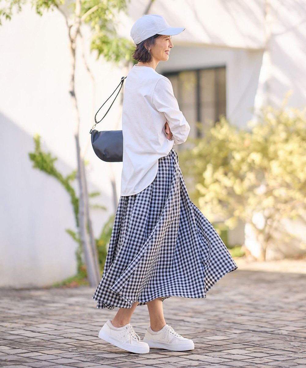 ANY 【ウエストゴム】ギンガムフレアスカート 