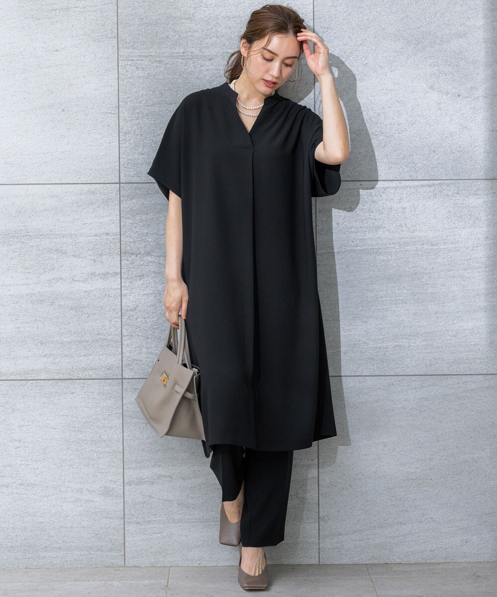 23区 L 【Lサイズ限定/吸水速乾/UVカット/接触冷感/】ストレッチジョーゼット 半袖ワンピース 