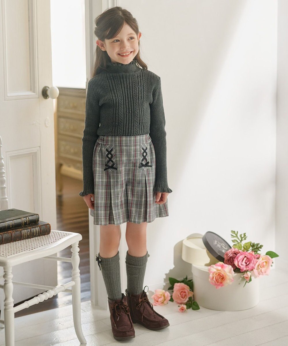 組曲 KIDS 【150-160㎝】フラワードット リブニット 