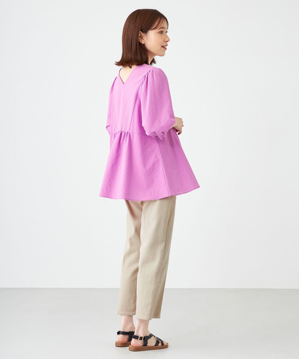 SHARE PARK LADIES ソフトタッチギャザーブラウス 