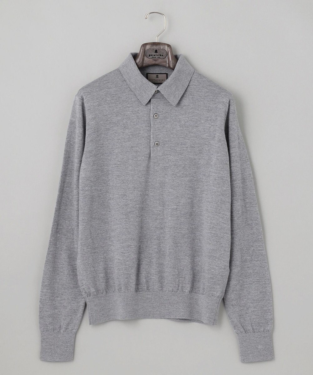 GOTAIRIKU オリジナル設計【洗える/チクチクしにくい/ピリングしにくい】イタリア糸 ハイゲージ  ニットポロ_WOOL100% 