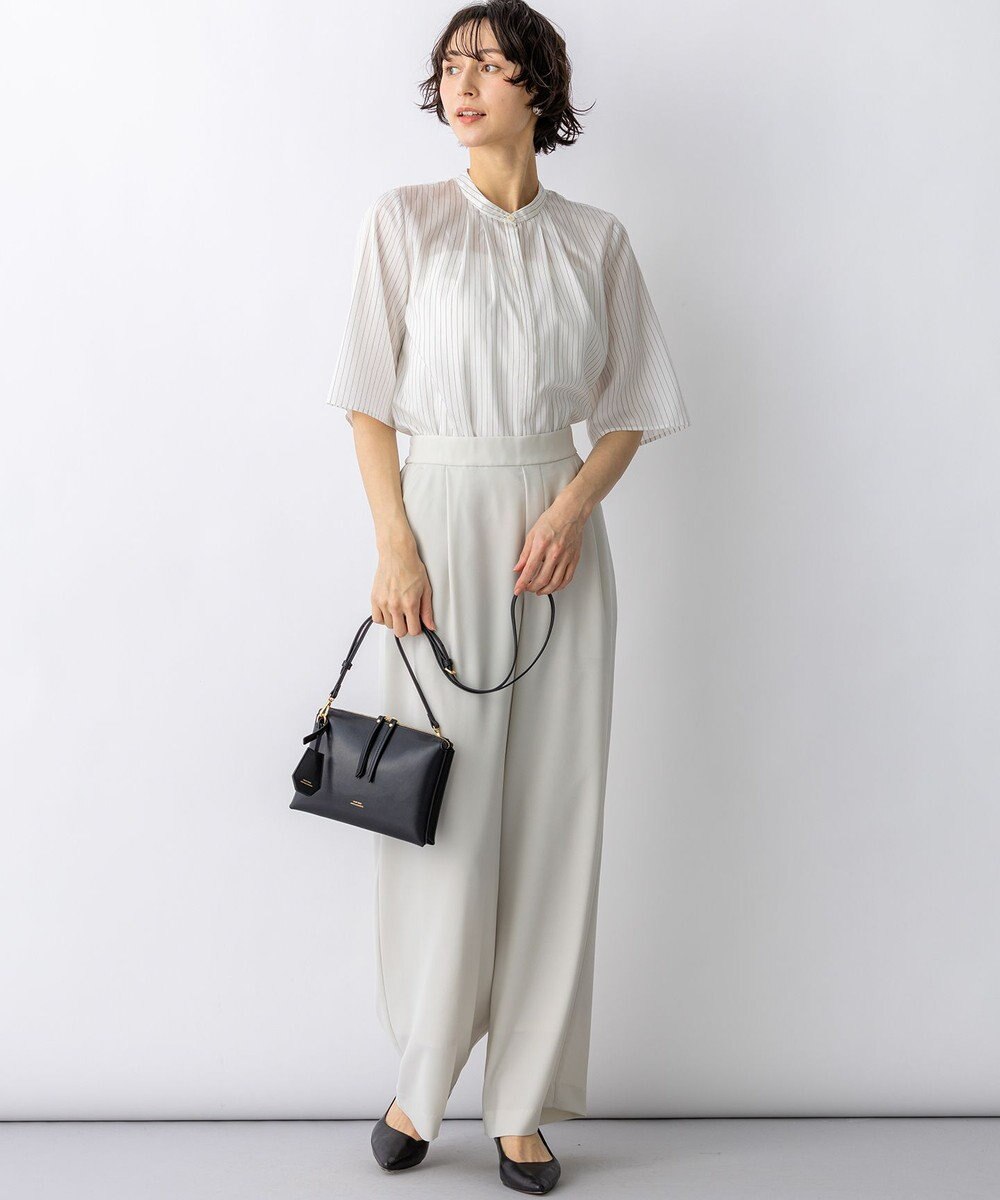 23区 【先行予約】ドライシアーストライプ フロントタック ブラウス 