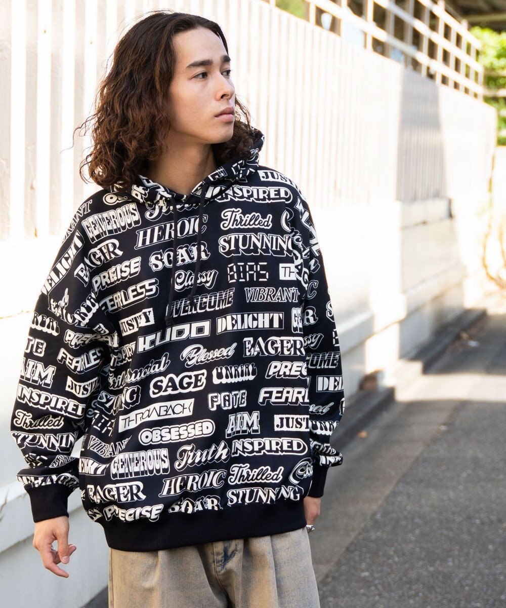 WEGO 総柄BIGプルパーカー 