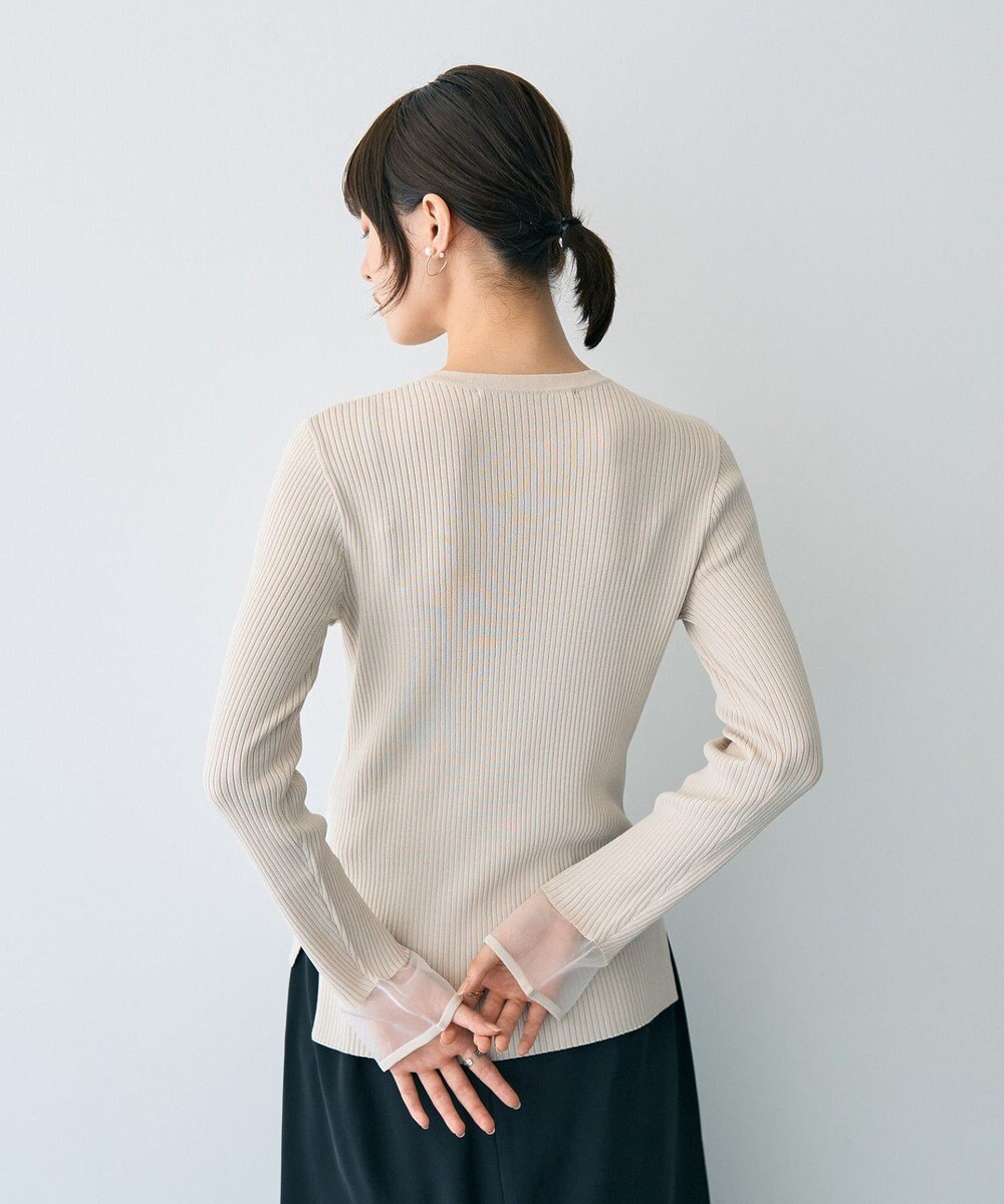 YECCA VECCA 袖口シアーリブニット 
