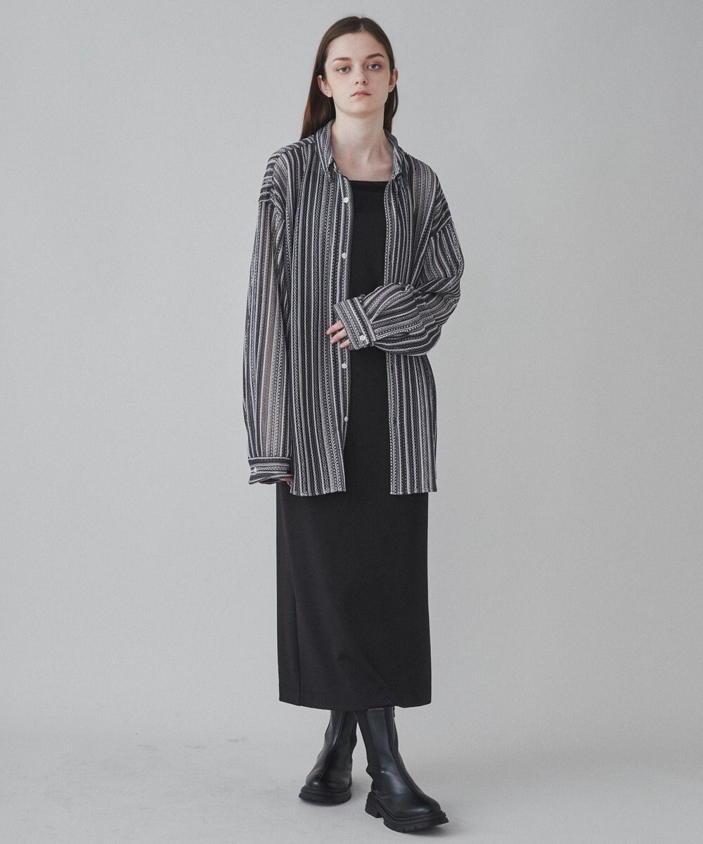 WEGO 【ユニセックス着用ITEM】ストライプメッシュBIGシャツ 