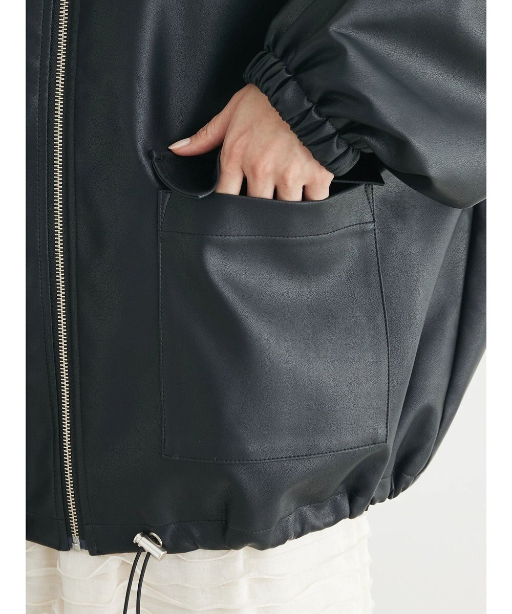 Green Parks ・ＥＬＥＮＣＡＲＥ　ＤＵＥ　合皮ステンカラーブルゾン 