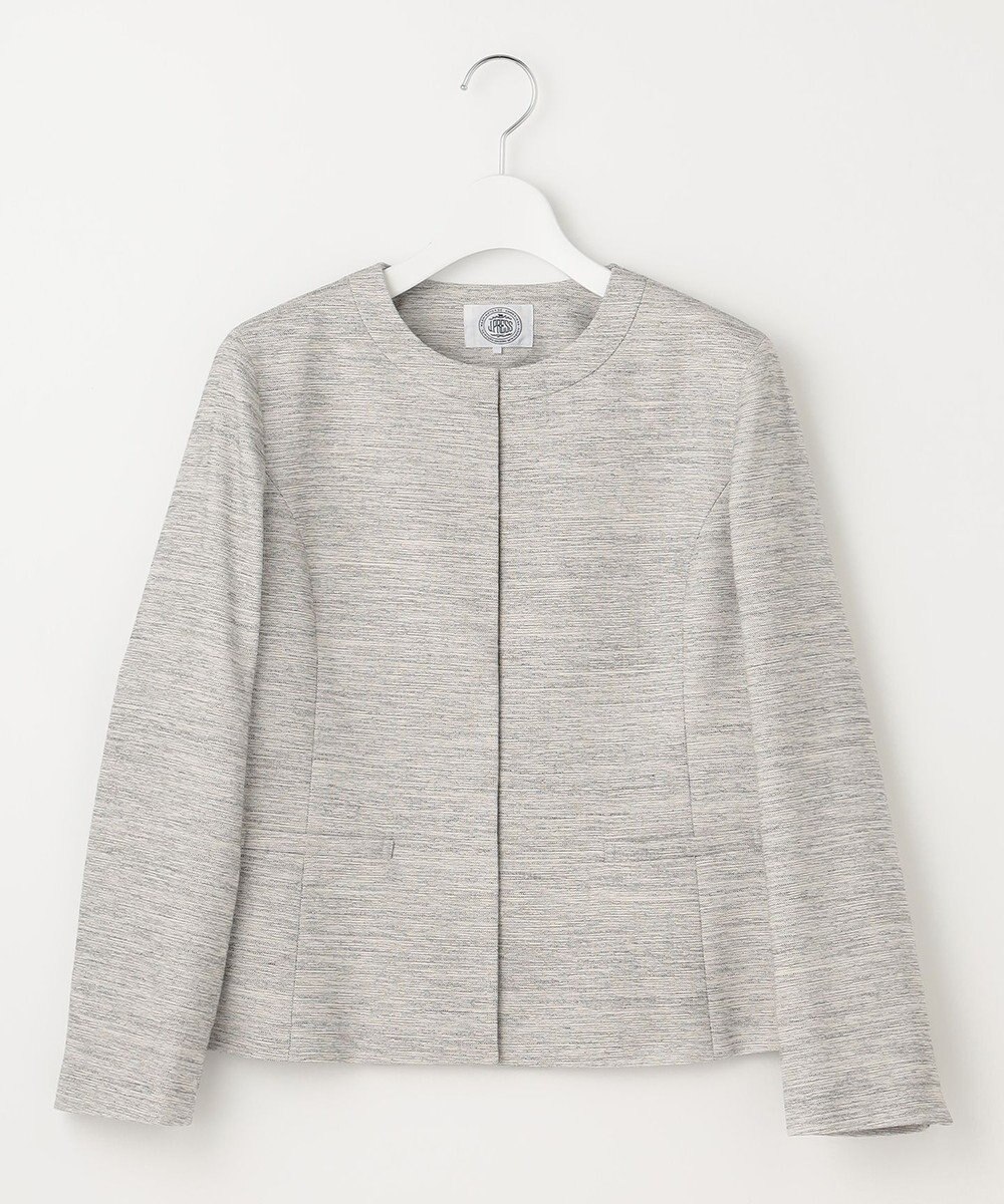 J.PRESS LADIES ライトツイードストレッチ ノーカラー ジャケット 