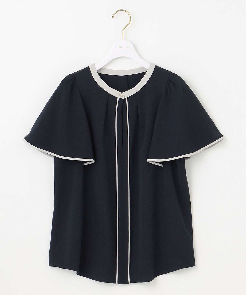 ANY SIS S 【洗える】バイカラーフレア ブラウス 