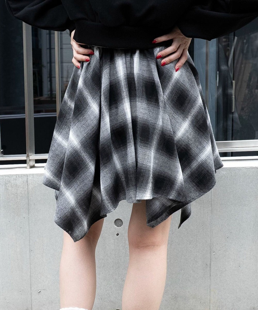 WEGO ネルシャツライクイレヘムミニスカート 