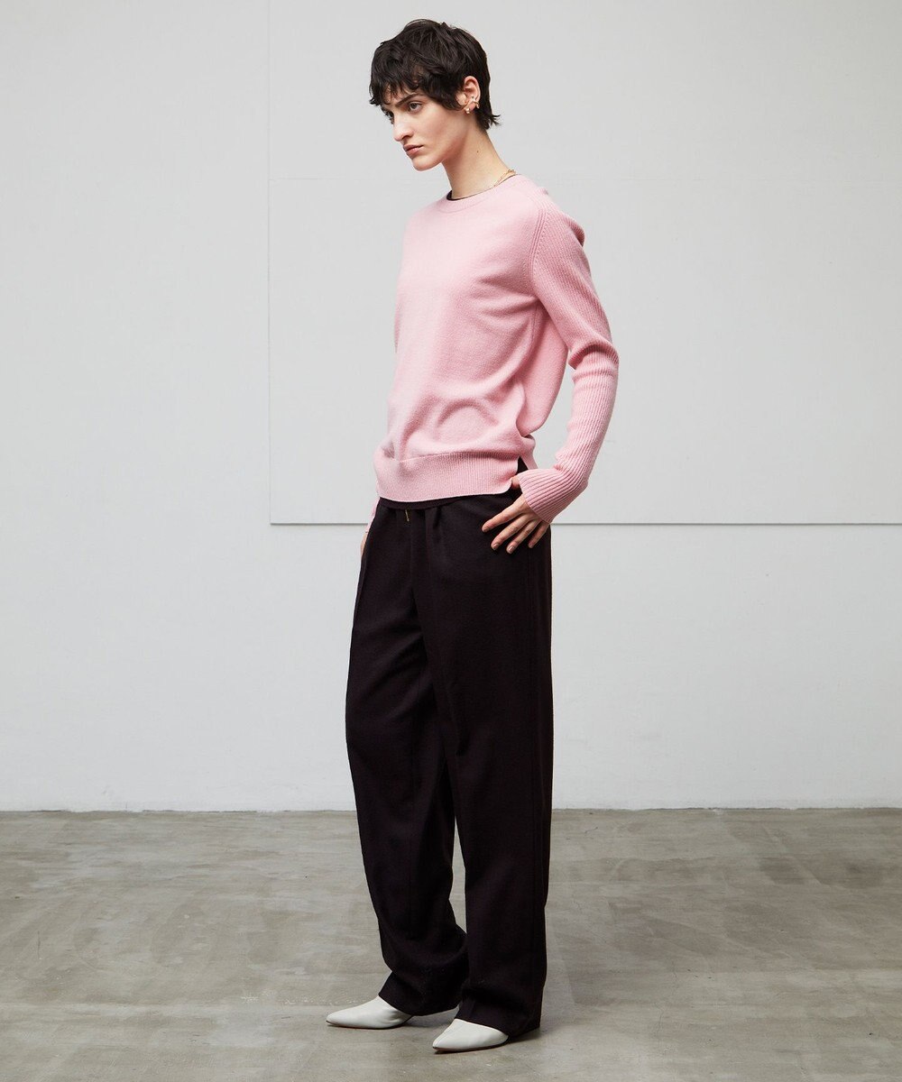 BEIGE， 【洗える】POMPE / ウールカシミヤ配色リブクルーネック 