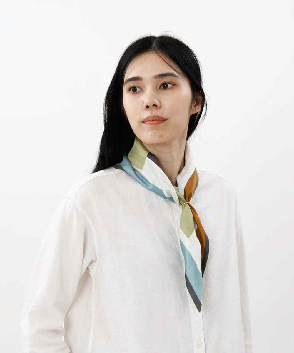 AURORA Oggi12月号掲載 Beaurance （ビューランス）シルクツイル トライアングルスカーフ(リング付き) 