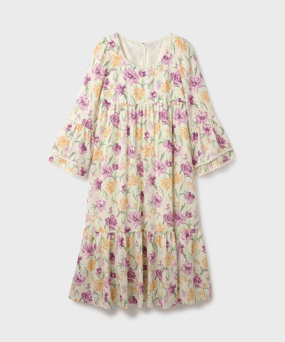 GRACE CONTINENTAL ボタニカルプリントティアードワンピース 