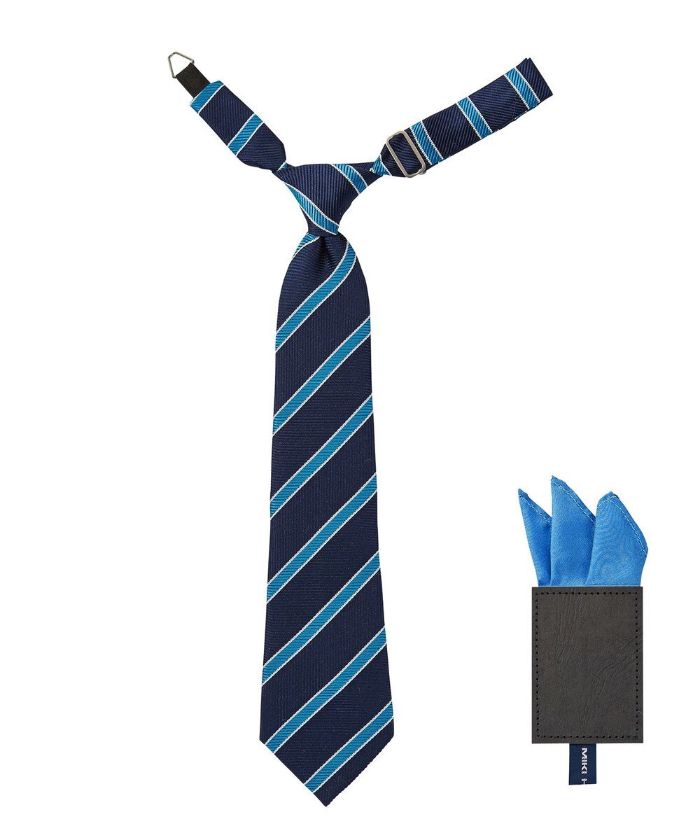 MIKI HOUSE HOT BISCUITS 【ミキハウス】 ストライプ柄ネクタイ(ポケットチーフ付) 