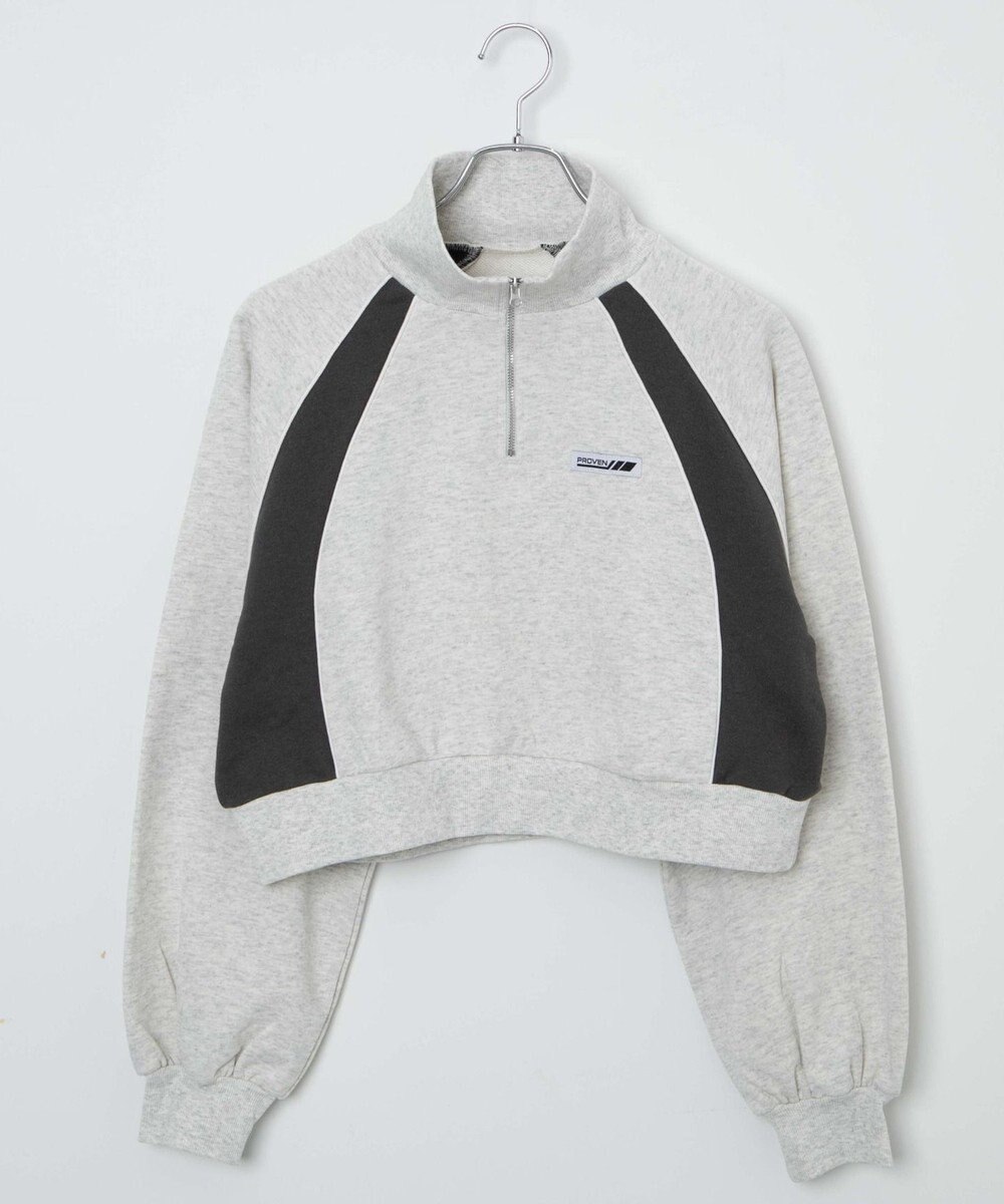 WEGO パイピング切替ショートハーフZIPスウェット 