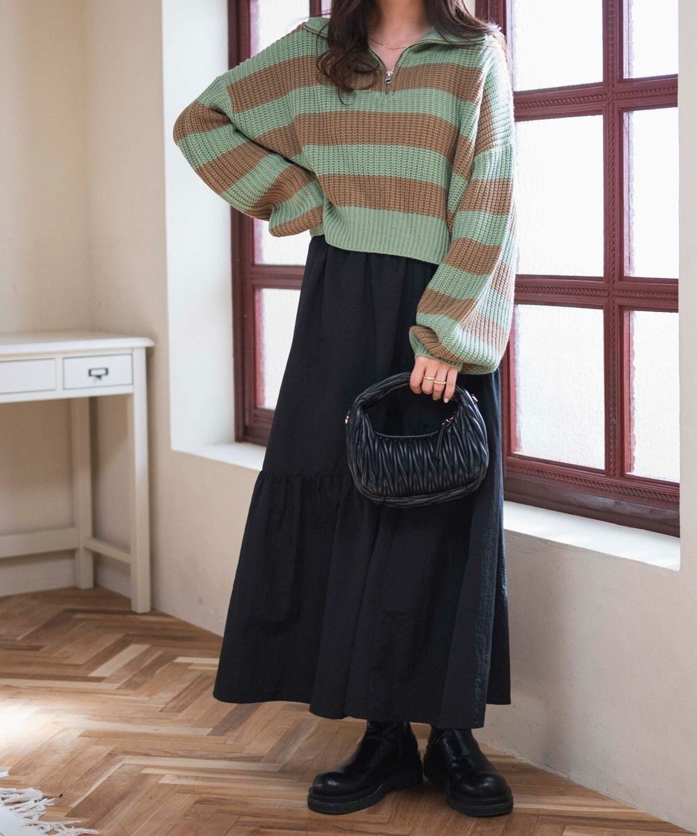 WEGO ハーフジップショートニットプルオーバー 