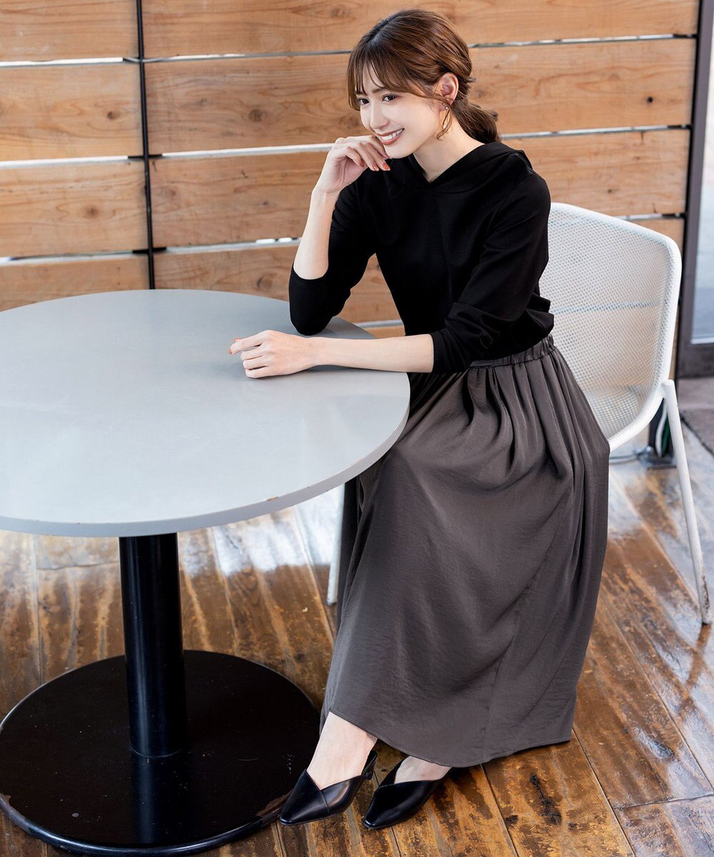 Tiaclasse L 【洗える】パーカードッキングワンピース 