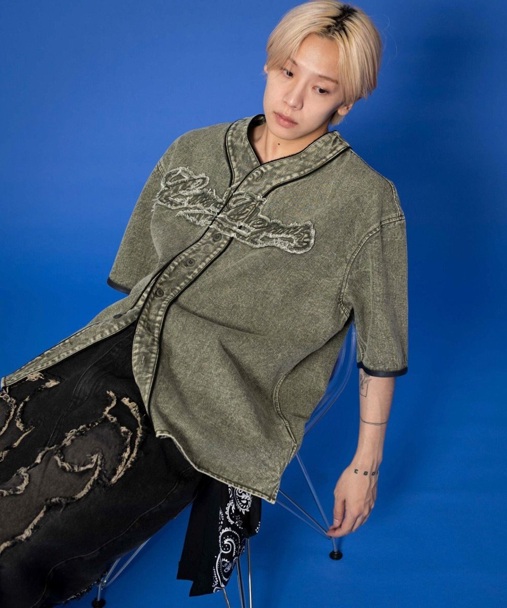 WEGO 【ユニセックス着用ITEM】ベースボールデニムグラフィックシャツ（SS） 
