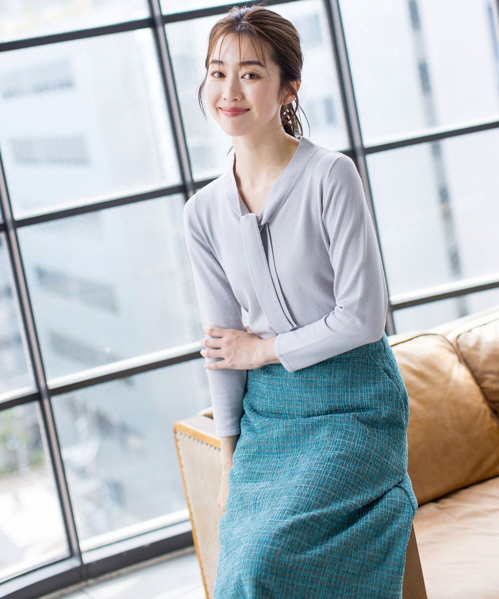 Tiaclasse 【洗える】大人華やかなツイードフレアスカート 